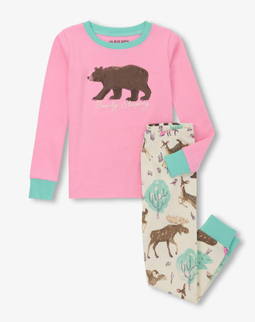 Little Blue House Forest Creatures Bearly Sleeping Kids Pajama Set